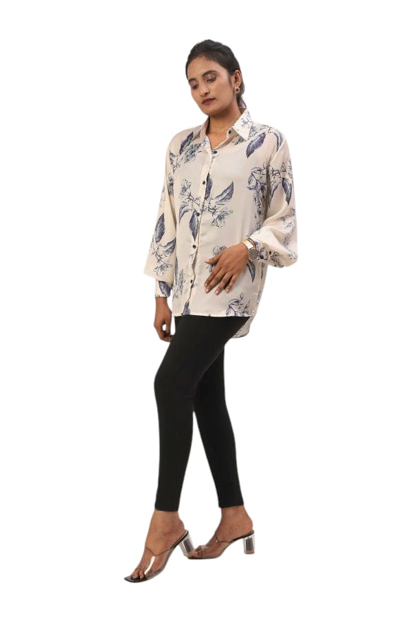 Printed Satin Shirt With Lalten Sleeves