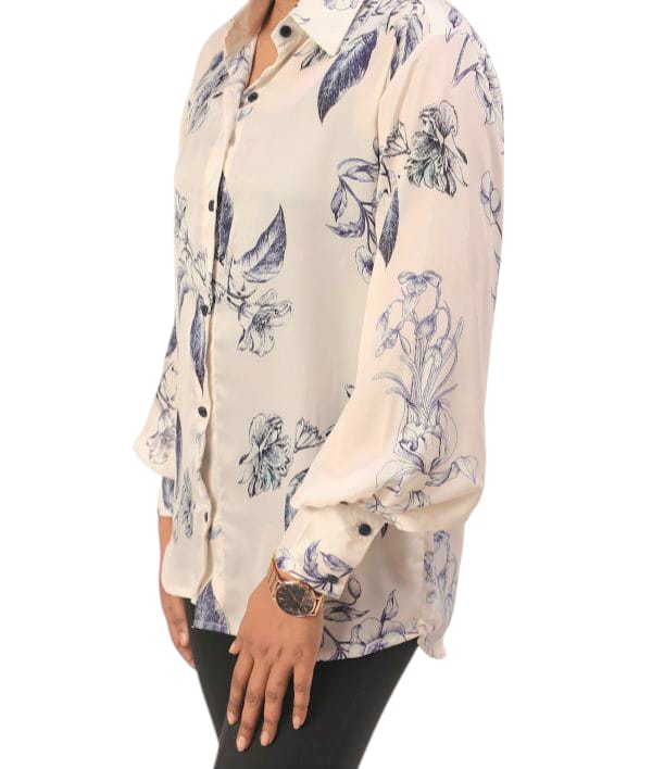 Printed Satin Shirt With Lalten Sleeves