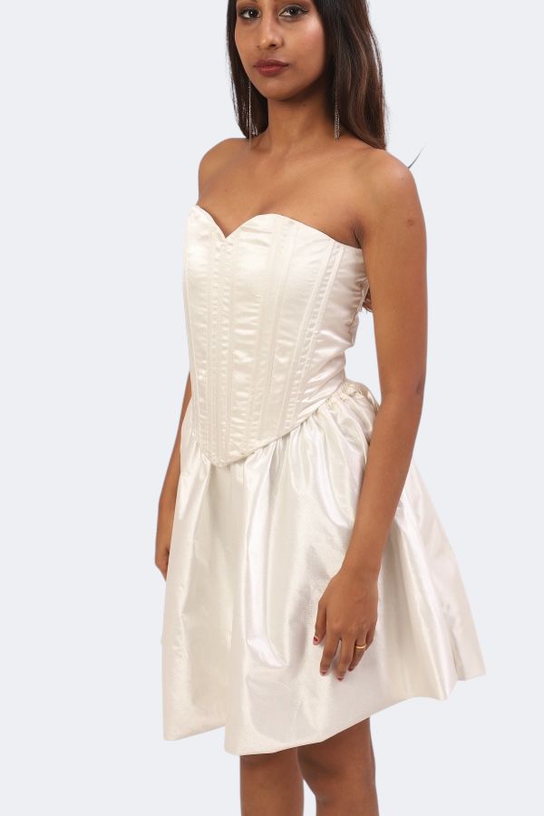 Ivory Corset Fit & Flare Dress