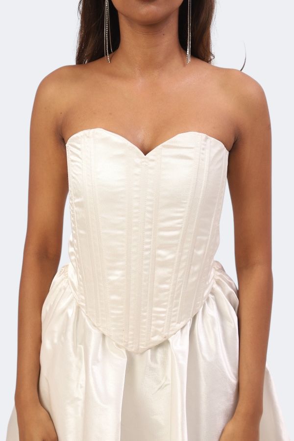 Ivory Corset Fit & Flare Dress