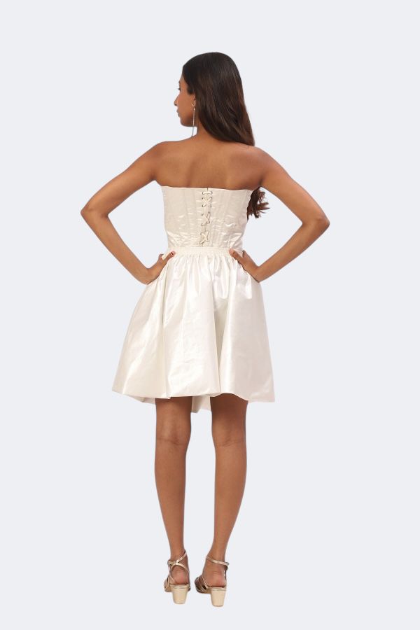Ivory Corset Fit & Flare Dress