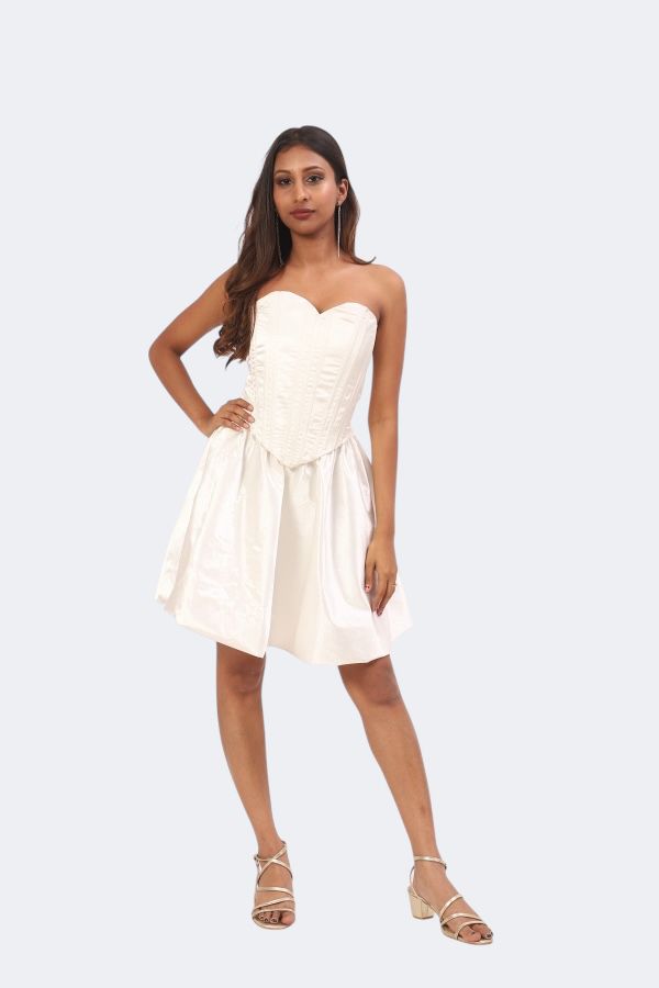 Ivory Corset Fit & Flare Dress