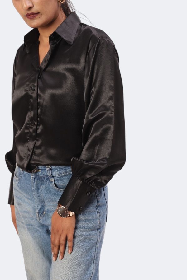 Classic Black oversized Satin Shirt
