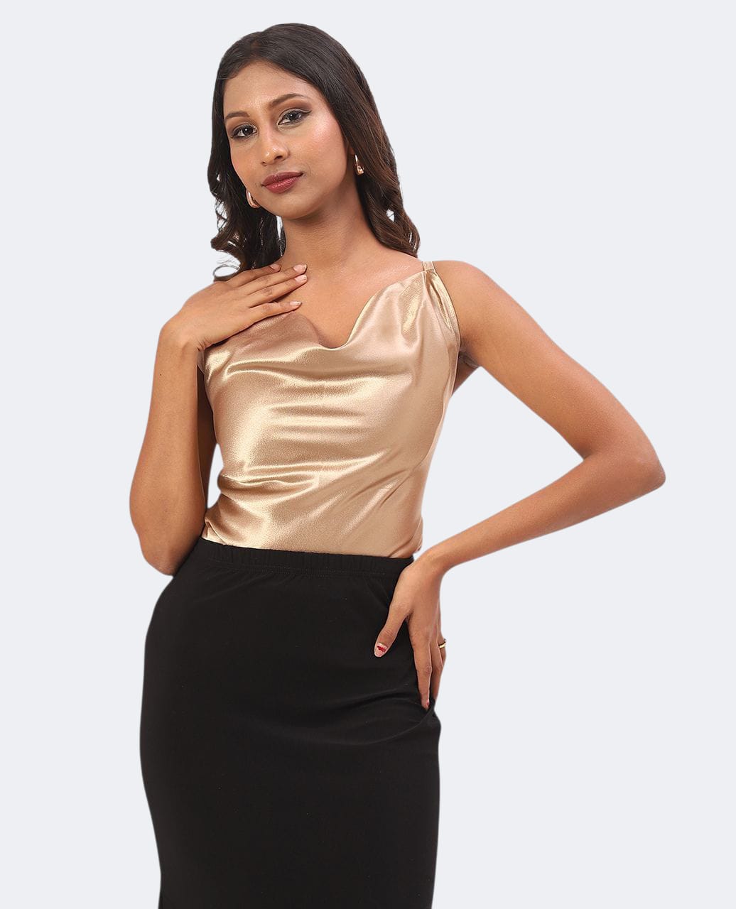 Cowl Neck Top Champagne Color