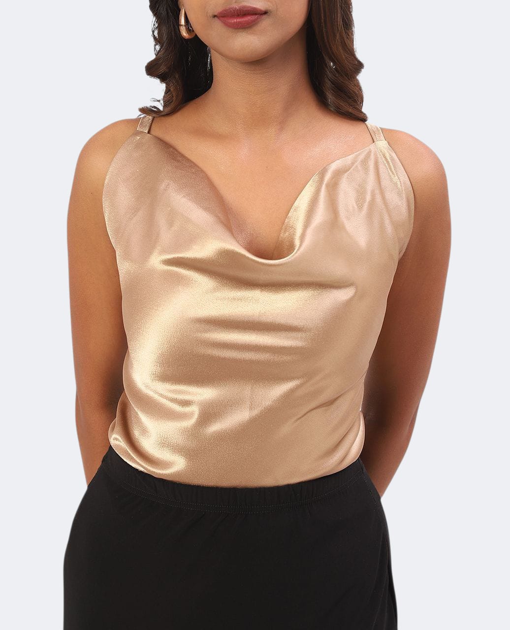 Cowl Neck Top Champagne Color