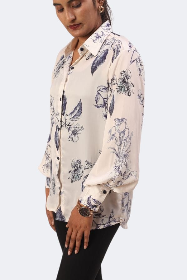 Printed Satin Shirt With Lalten Sleeves