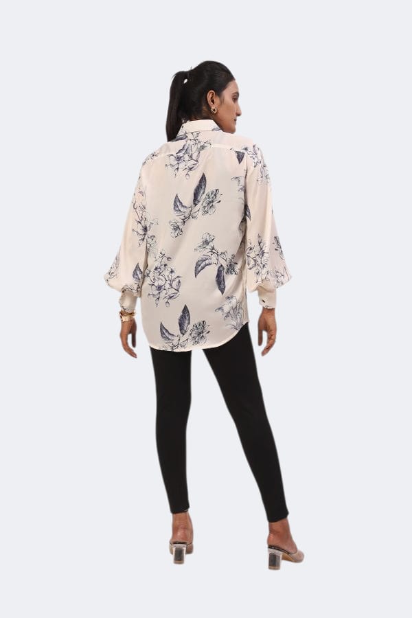Printed Satin Shirt With Lalten Sleeves