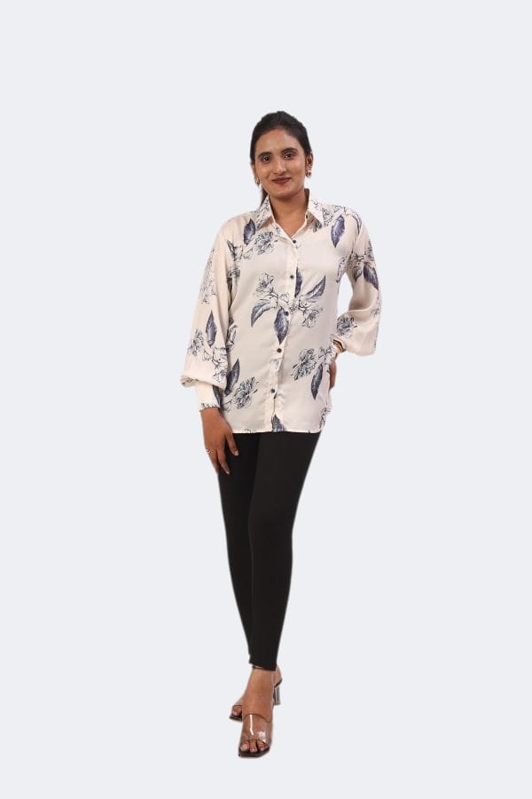 Printed Satin Shirt With Lalten Sleeves