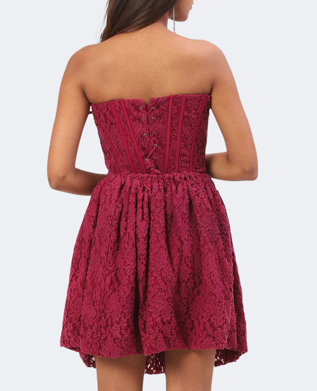 Burgundy Lace Corset Fit & Flare Dress set