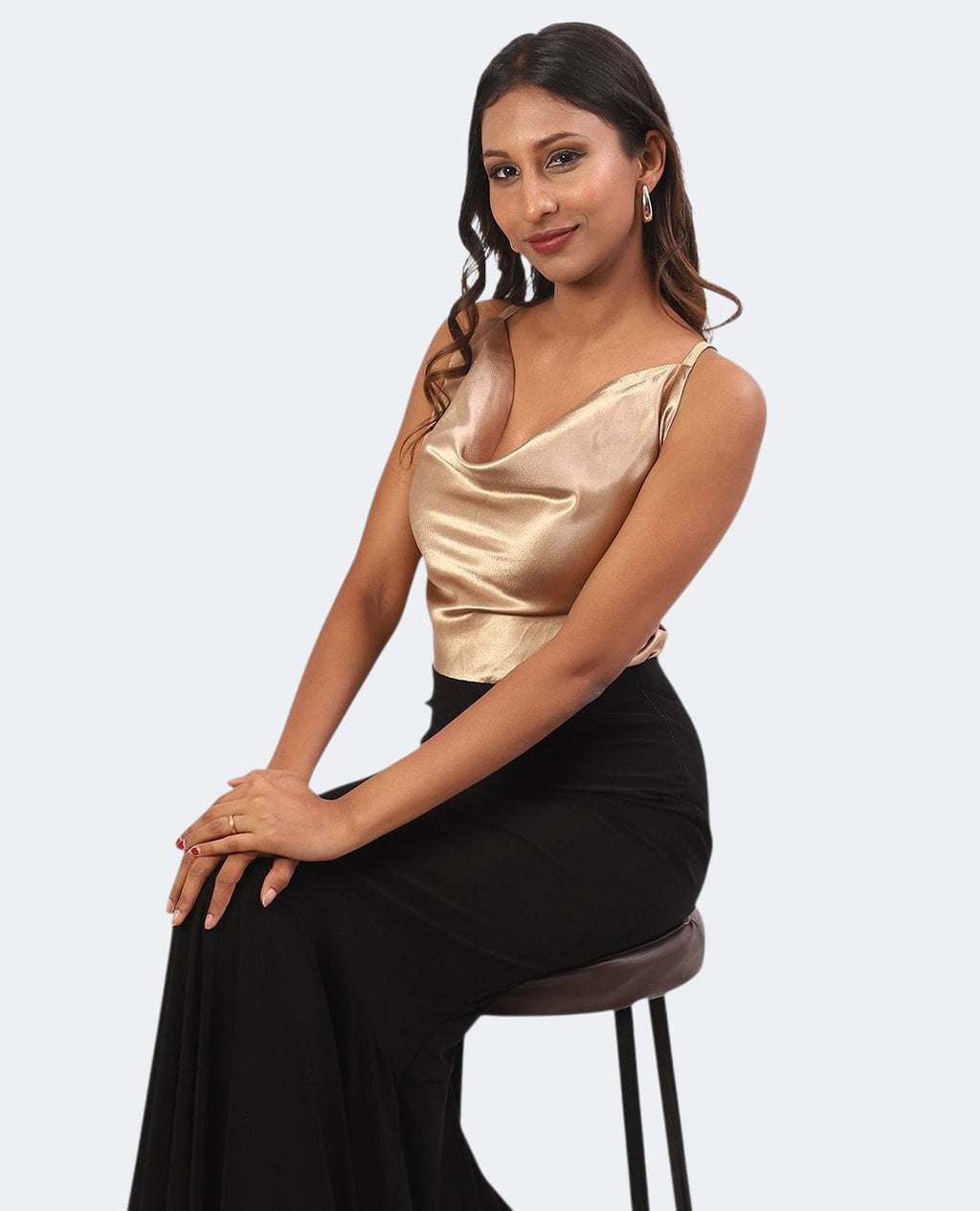 Cowl Neck Top Champagne Color