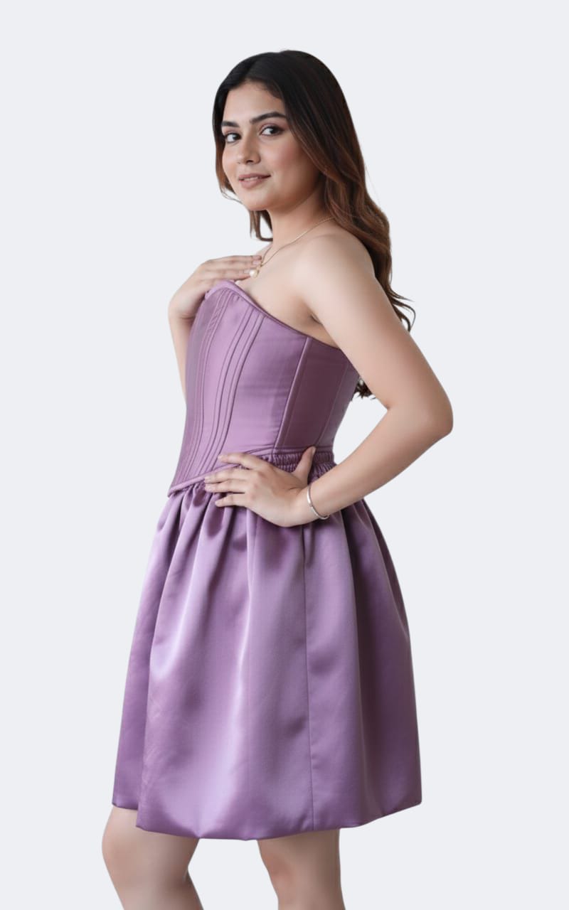 Lavender Satin Corset Mini Dress
