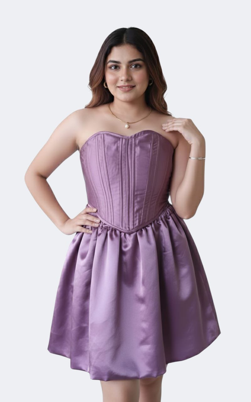 Lavender Satin Corset Mini Dress