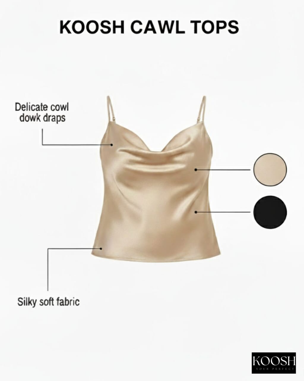 Cowl Neck Top Champagne Color