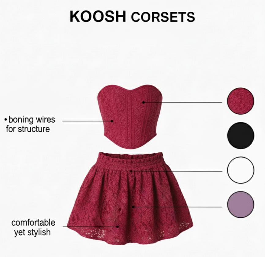 Burgundy Lace Corset Fit & Flare Dress set