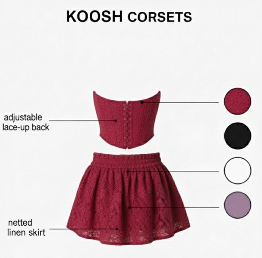 Burgundy Lace Corset Fit & Flare Dress set