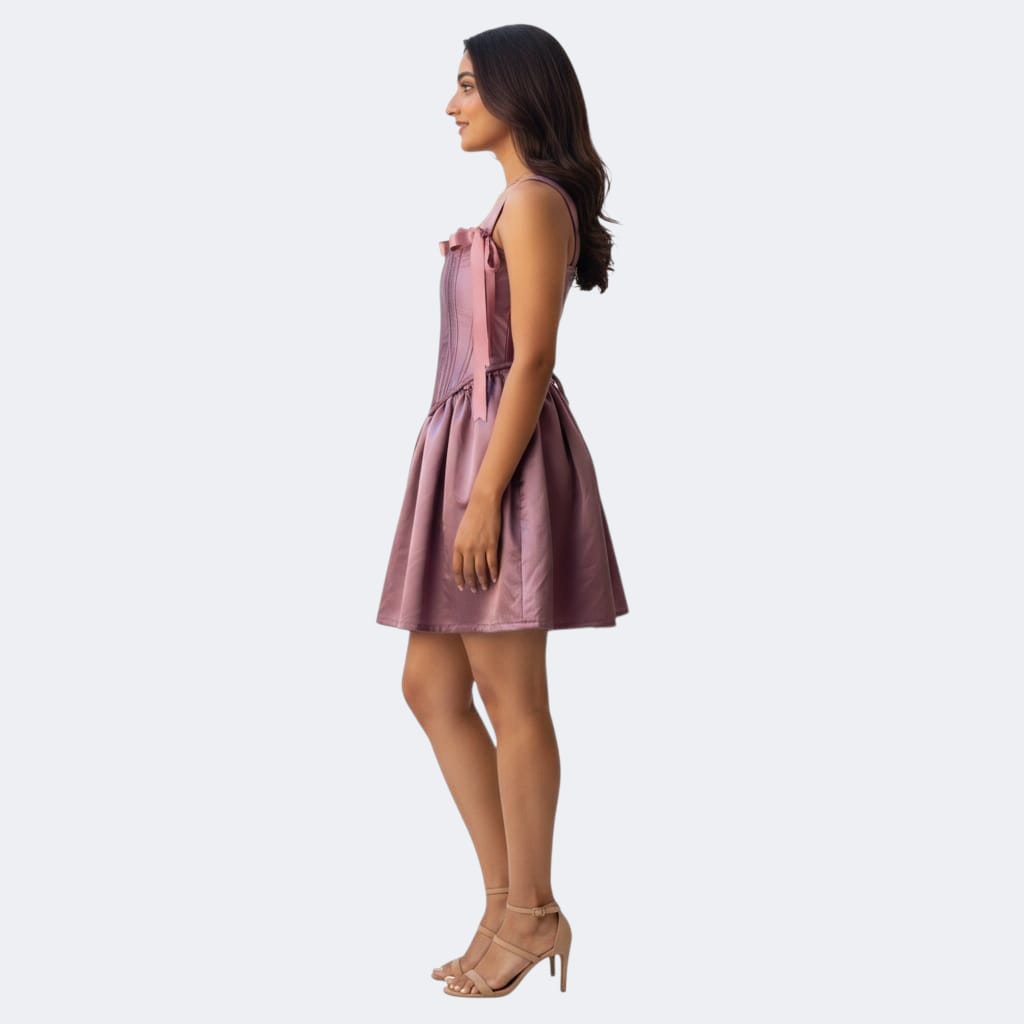 Lavender Satin Corset Mini Dress