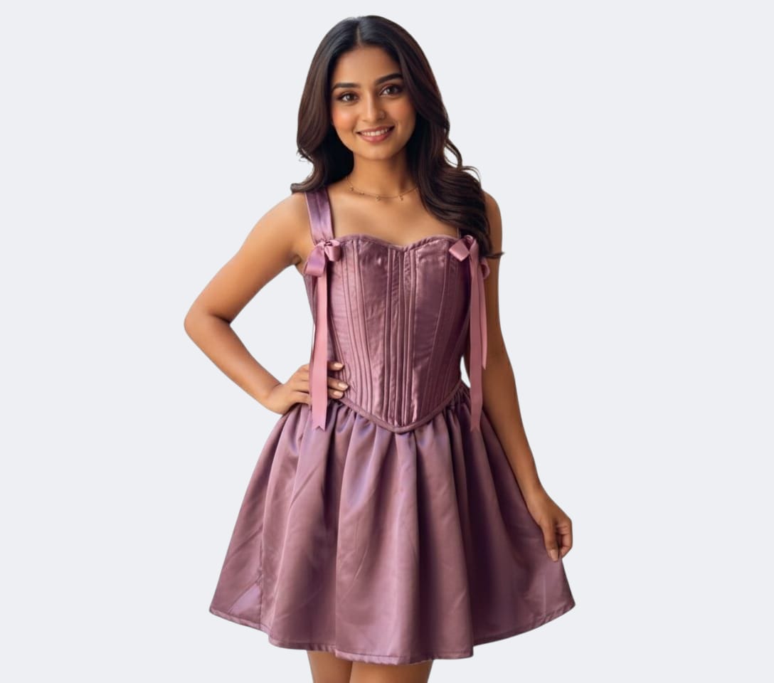 Lavender Satin Corset Mini Dress