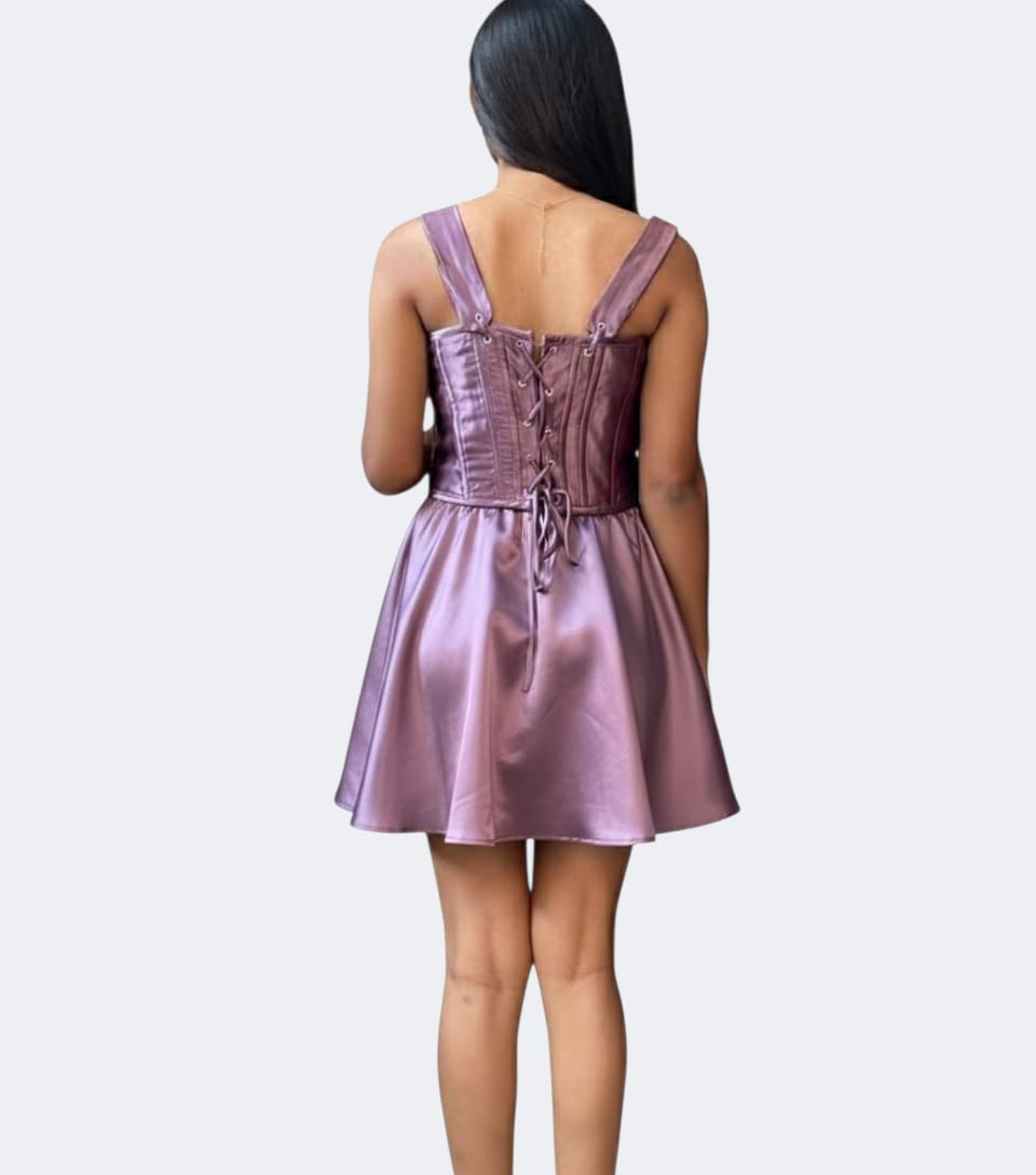 Lavender Satin Corset Mini Dress