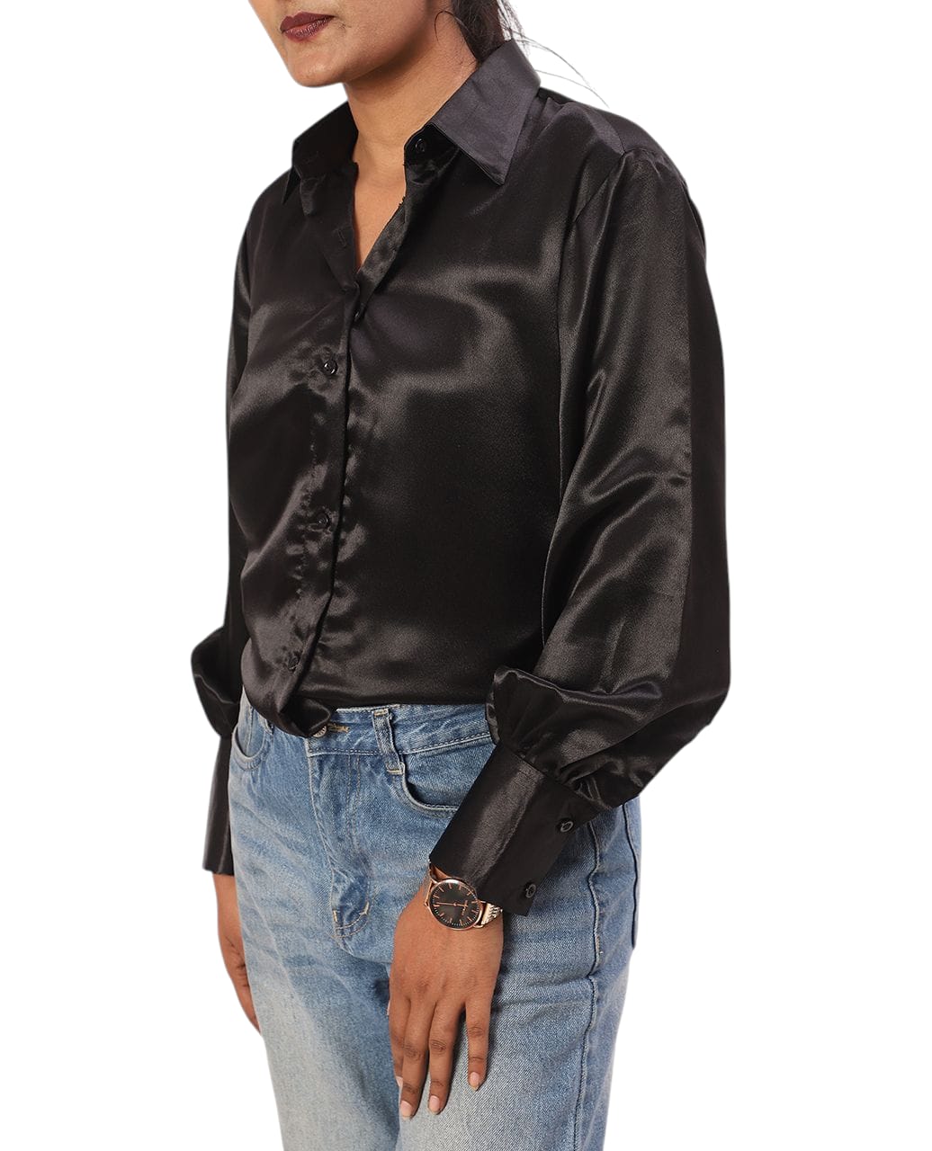 Classic Black oversized Satin Shirt