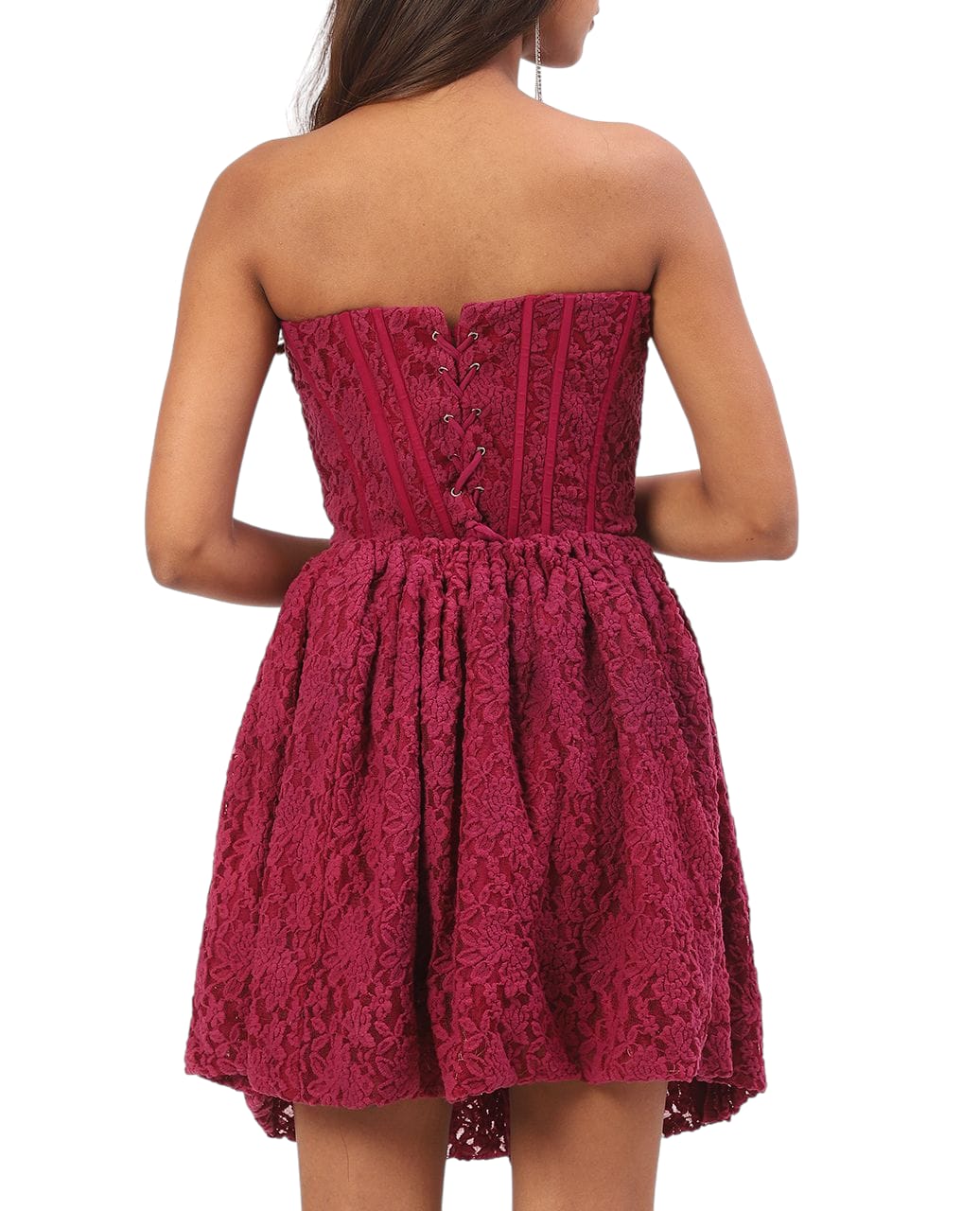 Burgundy Lace Corset Fit & Flare Dress set