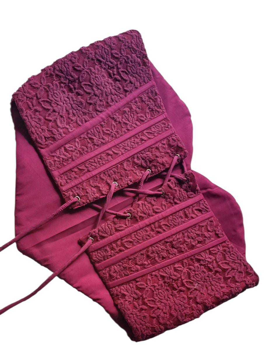 Burgundy Lace Corset Fit & Flare Dress set