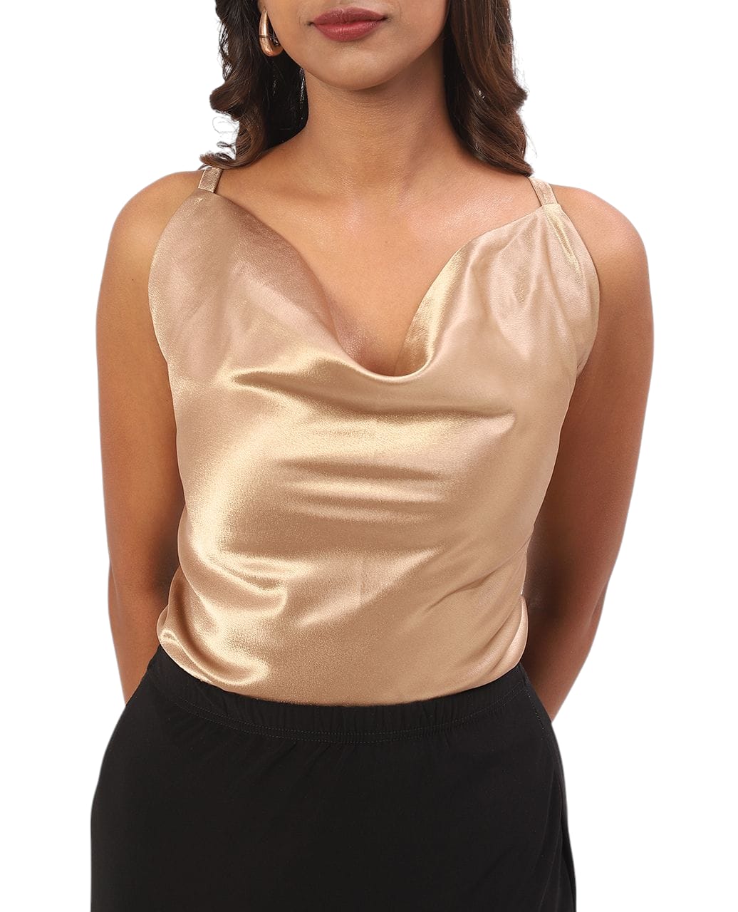 Cowl Neck Top Champagne Color