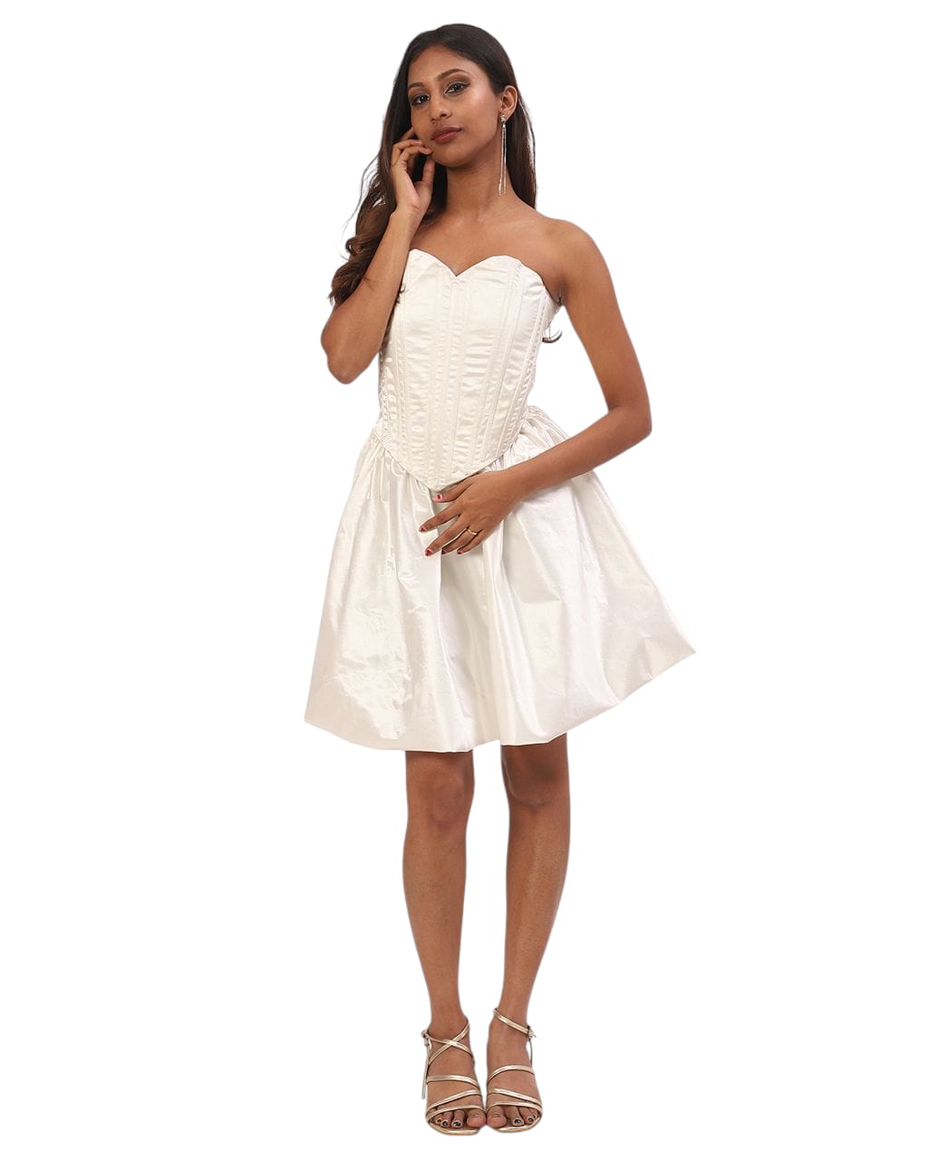 Ivory Corset Fit & Flare Dress