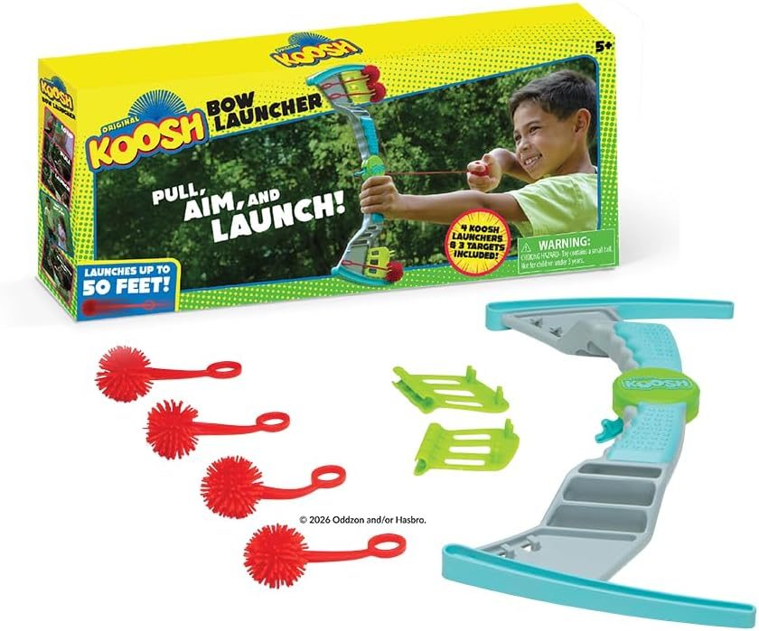 Koosh Bow Launcher with soft Koosh arrows and pop-out targets