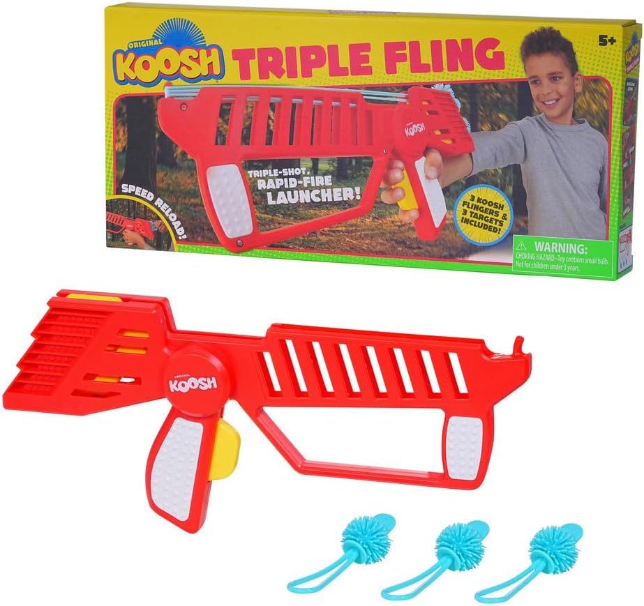 Koosh Triple Fling launcher with three Koosh flingers and targets